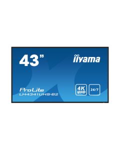 IIYAMA 43" LH4341UHS-B2 4K UHD (3840×2160) IPS Signage 24/7, 500 cd/m2, 1200:1, non Android, media play USB, LAN control