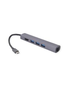Roline VALUE USB-C docking station, 4K HDMI, 3×USB 3.2 Gen 1, G-LAN