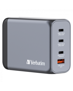 Verbatim GNC-200 GaN zidni punjač 200W, 4 priključka, 2×USB-C PD 100W / 1×USB-C PD 65W / 1×USB QC 3.0