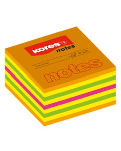 Blok kocka samoljepljiva 50 x 50 mm, 400 listića u 4 neon boje, Kores