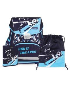 Torba anatomska set 3/1 ABC Kick it (Set sadrži prvoškolsku anatomsku torbu, vrećicu za papuče i punu pernicu 1 zip, 2 preklopa)