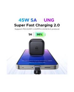 UGREEN 45W USB-C GaN, Quick Charge, crni