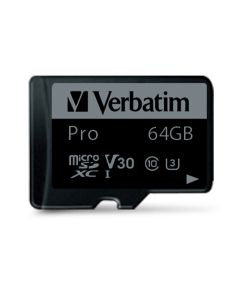 Verbatim memorijska kartica PRO Micro SDXC 64GB, U3, A2, V30, Class 10 Card + adapter