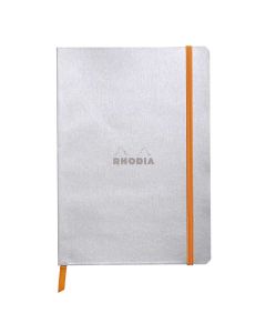 Notes A5, Rhodiarama soft, s gumicom, diktando, srebrni