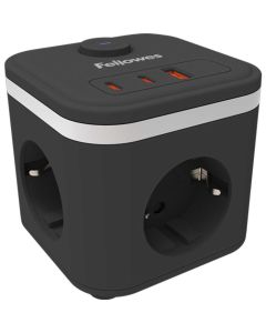 Kabel produžni Power Cube 2m s prekidačem Fellowes, crni