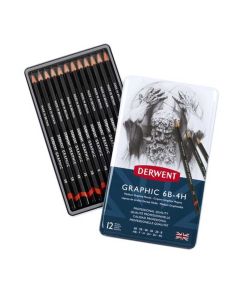 Set grafitinih olovaka Graphic Derwent; set 12 olovaka u metalnoj kutiji 34214