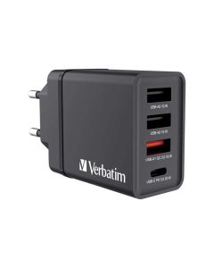Punjač zidni Verbatim 30W, 3×USB-A/1×USB-C, crni