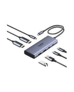 UGREEN 7-portni USB-C HUB na 2xUSB-A 3.2, 2xUSB-C 3.2, 1xUSB-C za napajanje, 2x HDMI 60 Hz, sivi
