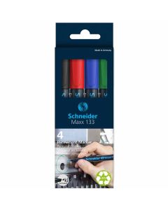 Flomaster Schneider, permanent marker, Maxx 133, 1-4 mm, set od 4 boje, PVC etui