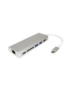 Roline USB-C docking station, 4K HDMI, 2×USB 3.0/3.2 Gen 1, 1×SD/TF čitač kartica, 1×USB-C power, 1×G-LAN