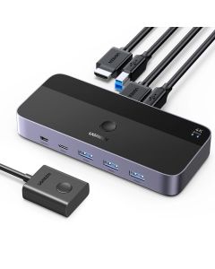 UGREEN CM664 KWM Switch, 3×HDMI 2.0 (4K@60Hz), 2×USB-C, 3× USB-A, 2×USB-B
