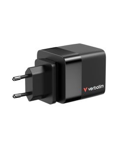 Verbatim GaN zidni punjač 65W, USB-C kabel na izvlačenje + 1×USB-A + 1×USB-C
