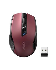 UGREEN MU006 bežični ergonomski miš, bluetooth, 4000 DPI, USB, crveni