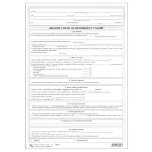 V-4-1 UGOVOR O RADU NA NEODREĐENO VRIJEME; Komplet 4 lista, 21 x 29,7 cm