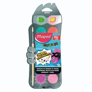 Boje vodene Maped Color'peps fi 30 mm 12 boja+kist u plastičnoj kutiji MAP811520