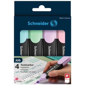 Tekstmarker Schneider, Job pastel, 1-5 mm, set od 4 boje
