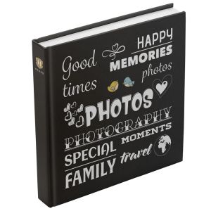 Album za slike Henzo Riječi crni, 300 x 300 mm, 100 bijelih stranica, za 400 slika dimenzija 100 x 150 mm