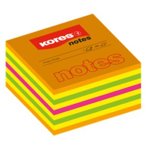 Blok kocka samoljepljiva 75 x 75 mm, 450 listića u 4 neonske boje, Kores