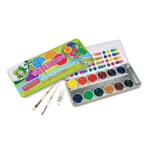 Boje vodene Jolly fi 30 mm 12 boja+2 kista+bijela tempera u metalnoj kutiji