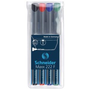 Flomaster Schneider, permanent marker, OHP Maxx 222 F, 0,7 mm, set od 4 boje, PVC etui