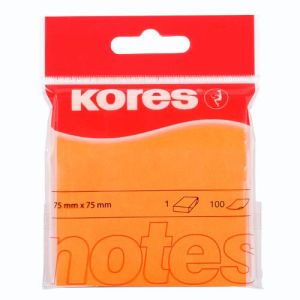 Blok samoljepljivi 75 x 75 mm, 100 listića, neon narančasti, Kores
