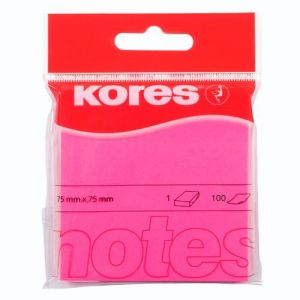 Blok samoljepljivi 75 x 75 mm, 100 listića, neon rozi, Kores