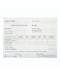 Račun za iznajmljivače, 21x14,7 cm, blok 100 NCR listova