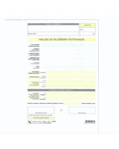 I-210/NCR NALOG ZA SLUŽBENO PUTOVANJE; Komplet (arak + 2 uložna lista), 17 x 24 cm