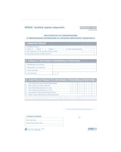 R-SM/A SPECIFIKACIJA PO OSIGURANICIMA O OBRAČUNATIM I NAPLAĆENIM OBVEZNIM DOPRINOSIMA, POREZU NA DOHODAK I PRIREZU POREZA NA DOHODAK; Komplet 2 lista, 21 x 29,7 cm