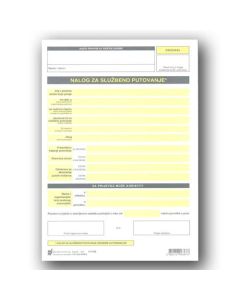 I-210/NCR/A NALOG ZA SLUŽBENO PUTOVANJE; Komplet (arak + 2 uložna lista), 17 x 24 cm