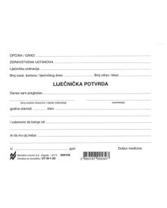 III-1-20 LIJEČNIČKA POTVRDA ZA RAZNE POTREBE; List, 14,8 x 10,5 cm