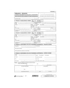 III-1-70 PRIJAVA - ODJAVA BORAVKA U INOZEMSTVU ČLANA OBITELJI OSIGURANIKA (TISKANICA 5); Komplet 2 lista, 21 x 29,7 cm