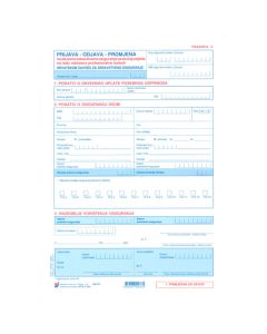 III-1-109 PRIJAVA NA OBVEZNO ZDRAVSTVENO OSIGURANJE ZA SLUČAJ OZLJEDE NA RADU ODNOSNO PROFESIONALNE BOLESTI (TISKANICA 5); Komplet od 3 lista, 21 x 29,7 cm