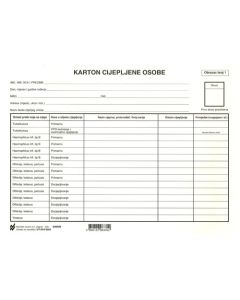 III-6-35/A KARTON CIJEPLJENE OSOBE (Obrazac 1); Kartica, 25 x 17,6 cm