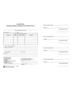 III-6-115 KARTON AIDS BOLESNIKA; Kartica, 25 x 17,5 cm