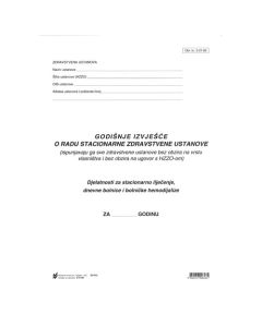 3-21-60 IZVJEŠĆE SLUŽBE ZA BOLNIČKO - STACIONARNO LIJEČENJE; Arak, 21 x 29,7 cm