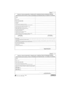 IV-164/N PRIJAVA I ODJAVA BORAVIŠTA I PREBIVALIŠTA, PRIJAVA PROMJENE ADRESE (Obrazac 8/A); List, 21 x 29,7 cm