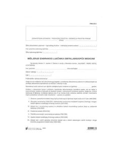 IV-180/A MIŠLJENJE IZABRANOG LIJEČNIKA OBITELJSKE/OPĆE MEDICINE; List, 21 x 29,7 cm