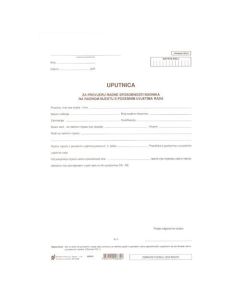 V-399 UPUTNICA ZA PROVJERU RADNE SPOSOBNOSTI RADNIKA NA RADNOM MJESTU; Komplet 2 lista, 21 x 29,7 cm