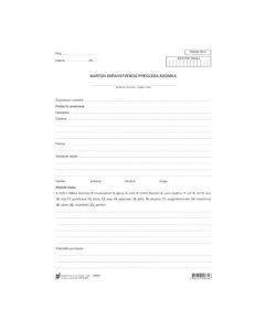 V-401 KARTON ZDRAVSTVENOG PREGLEDA RADNIKA (Obrazac RO - 4); List, 21 x 29,7 cm