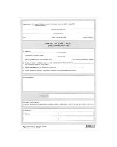 V-4-5/N ODLUKA O POSLOVNO UVJETOVANOM OTKAZU UGOVORA O RADU; Komplet 4 lista, 21 x 29,7 cm