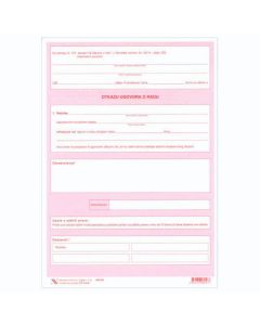 V-4-9/N ODLUKA O IZVANREDNOM OTKAZU UGOVORA O RADU; Komplet 4 lista, 21 x 29,7 cm