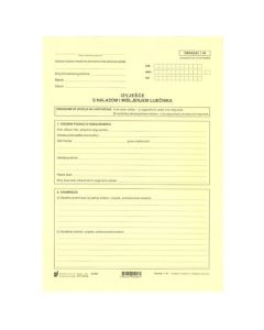 V-421/A IZVJEŠĆE S NALAZOM I MIŠLJENJEM LIJEČNIKA (Obrazac 1 IN); Komplet 2 arka, 21 x 29,7 cm