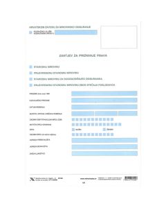 V-429/SM ZAHTJEV ZA PRIZNAVANJE PRAVA NA STAROSNU MIROVINU