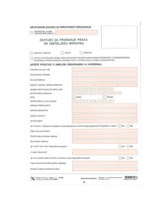 V-429/OM ZAHTJEV ZA PRIZNAVANJE PRAVA NA obiteljsku mirovinu Arak, 21 x 29,7 cm, 2 x presavijen