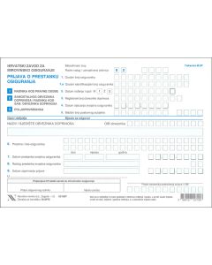 M-2 P/E PRIJAVA O PRESTANKU OSIGURANJA; Komplet 3 lista, 21 x 14,8 cm