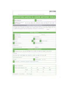 VI-42 ZDRAVSTVENI KARTON ZA VOZAČE MOTORNIH VOZILA; Karton, 16,5 x 21,5 cm, 2 x presavijen