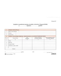 IX-403 IZVJEŠĆE O POSEBNOM POREZU (IPP); List, 29,7 x 21 cm