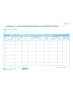 IX-406 EVIDENCIJA O ISPLAĆENIM STIPENDIJAMA ZA AKADEMSKU GODINU (Obrazac ST); List, 29,7 x 21 cm