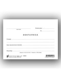 X-112 DOSTAVNICA - OBIČNA BIJELA (Obrazac 100); List, 14,8 x 10,5 cm